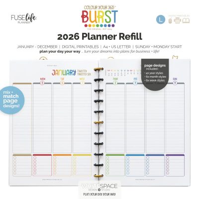 FUSElife 2026 Burst Planner Refill : large